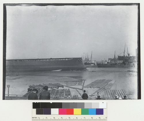 S.F. Waterfront, ca. 1906. [Portion of ship under construction?]