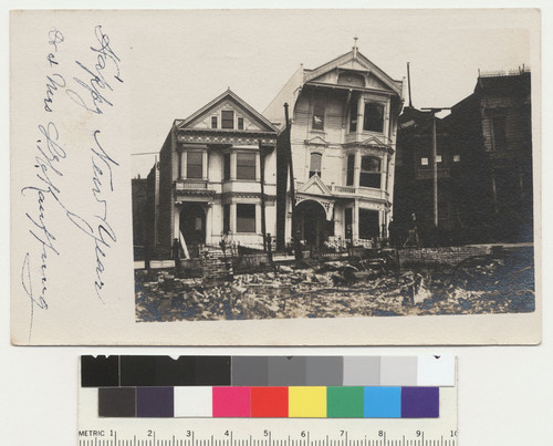 [Tilting houses, Howard St.] [Ehrer material. Postcard.]