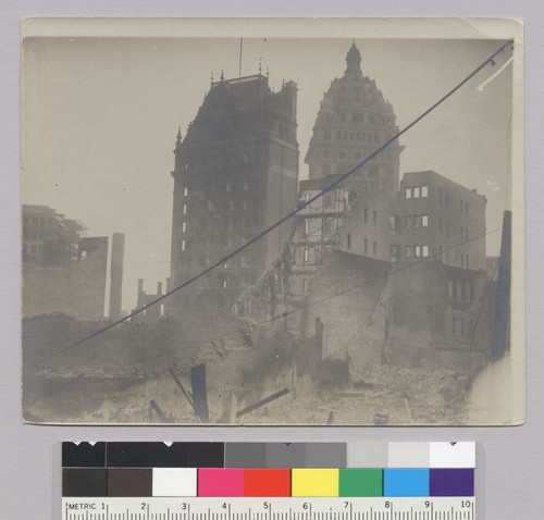 [Veiw of downtown ruins. Mutual Savings Building, center; Call Building, right center.]