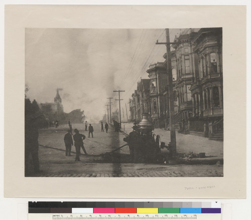 Turk & Van Ness Ave. looking north on Van Ness. [Fire engine in foreground.]