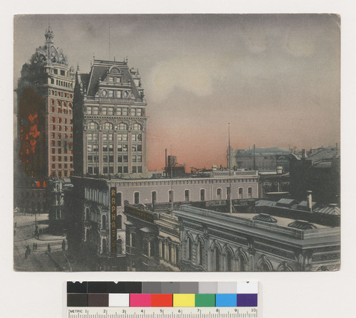 The Call Building [far left] at the beginning of the great conflagration, San Francisco, Cal. April 18, 1906. [From Kearny St. Postcard. No. 1124.]