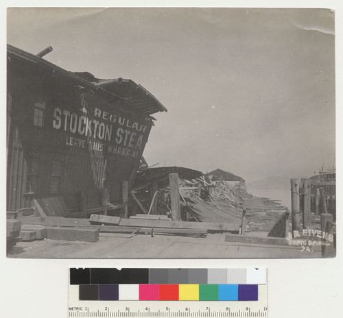 S.F. Waterfront, 1906. [Damage along wharf. No. 92.]