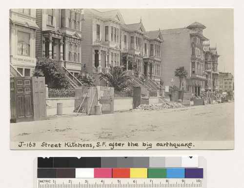 Street kitchens, S.F. after the big earthquake. [Postcard. No. J-163.]