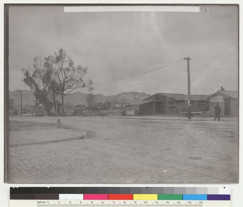 11th [Eleventh] & Harrison. N.E. [Temporary stuctures.] [Photo from collection of Jesse B. Cook.]
