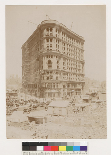 Flood Building, San Francisco. [During reconstruction. Market St. at Powell and Eddy.]