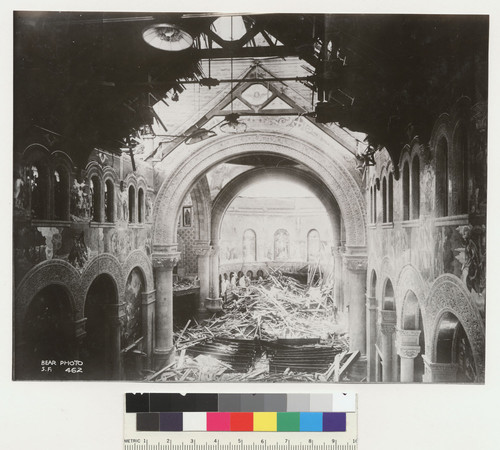 [Ruined interior, Stanford Memorial Church. Stanford University.]