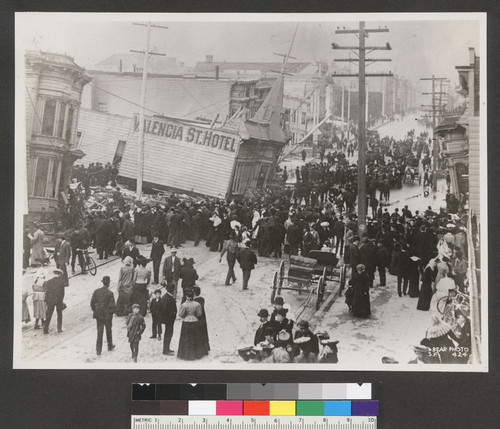 [Collapsed Valencia St. Hotel, before being lost in fire.]