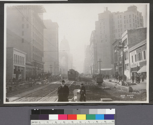 [Market St. near Second St. during reconstruction.]