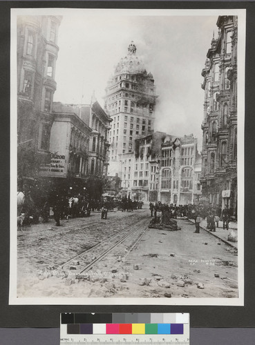 Call Bldg. burning from O'Farrell St