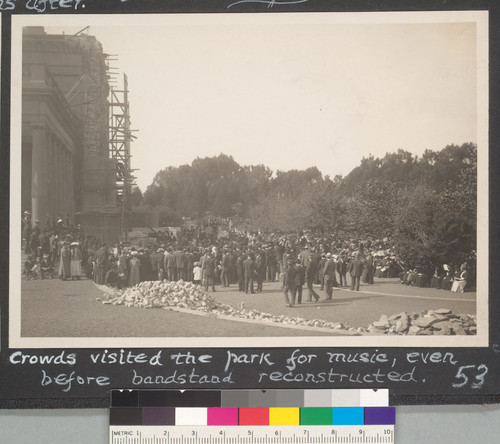 6 months after. Crowds visited the park for music, even before bandstand reconstructed