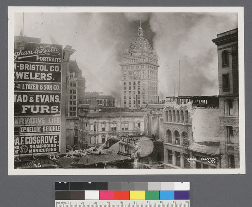 [Call Building. While fire burns south of Market St.]