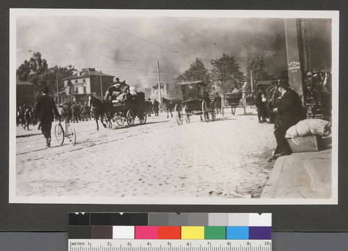[Street scene with loaded refugee wagon. From near Mission and Twelfth Sts.]