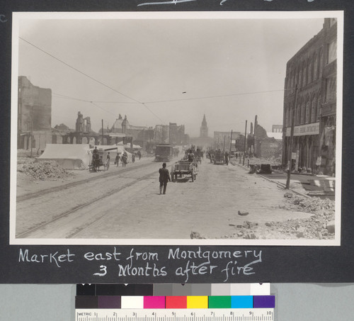 Market east from Montgomery 3 months after fire