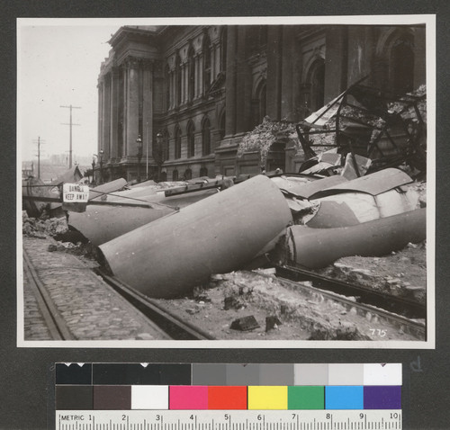 [Fallen columns from City Hall.]