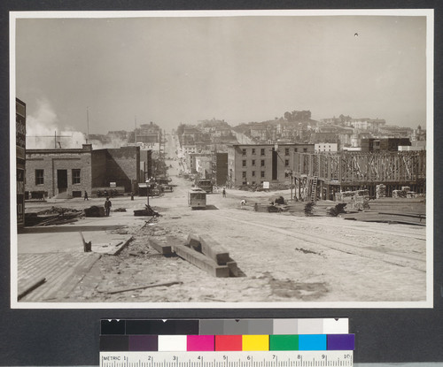 One year after. California St. west from Leavenworth showing buildings creeping over the California Street hill