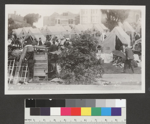 [U.S.A. [i.e. installed by United Staes Army]?] Camps in Union Square. [i.e. Lafayette Park?]