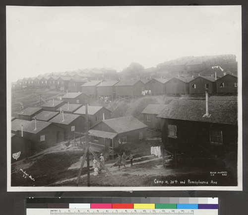 Camp 10, 20th [Twentieth] and Pennsylvania Ave. [Refugee cottages.]