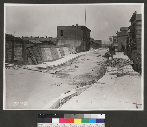 [Earthquake damage along Dore St.]