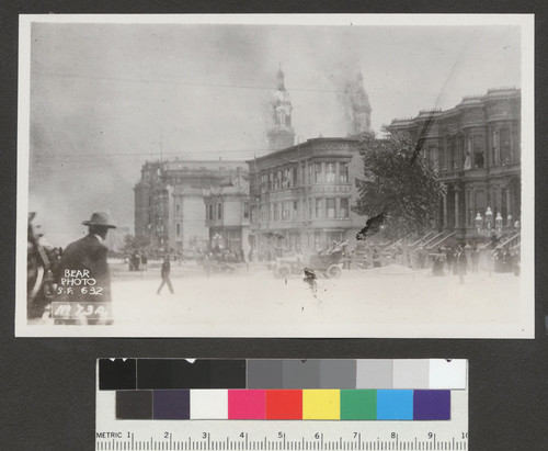 No. 73A. [...illegible]. [Burning of St. Ignatius Church and College on Hayes St. From Van Ness Ave.]