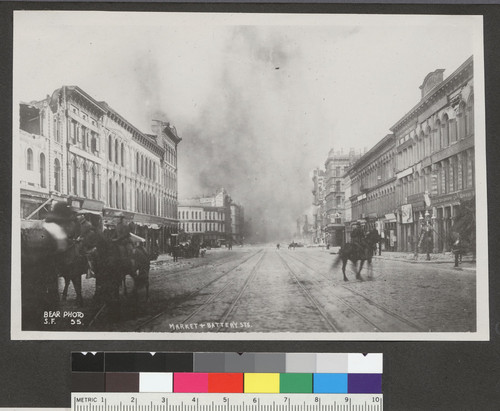 Market & Battery Sts. [Fire burning in distance.]