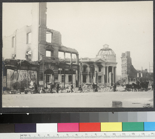 Calahan Bldg. [Correction: Callaghan Building. Market St. at Seventh. Hibernia Bank (with dome) at McAllister and Jones, center.]