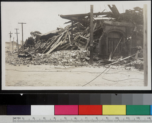 [Collapsed wooden structure. Santa Rosa?]