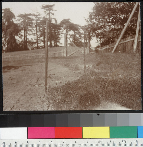 Road on Call Ranch, broken and carried over distance between stakes. [Sonoma County.]