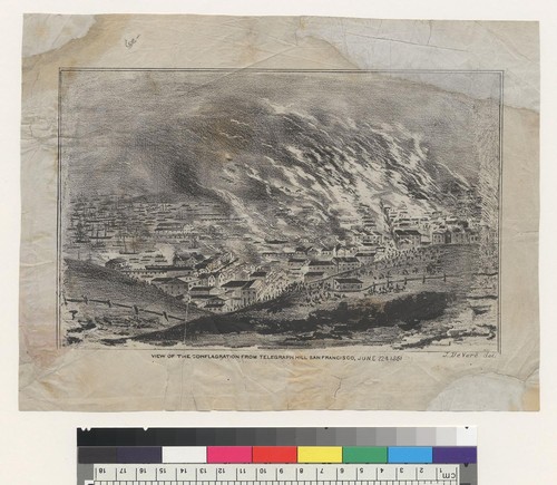 View of the conflagration from Telegraph Hill, San Francisco [California], June 22d, 1851