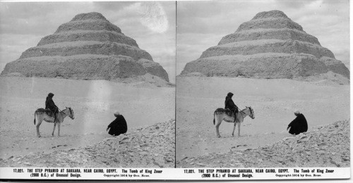 Inscribed in recto: 17,021. THE STEP PYRAMID AT SAKKARA, NEAR CAIRO, EGYPT. The Tomb of King Zoser (2900 B.C.) of Unusual Design. Copyright 1914 by Geo. Rose