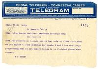 Telegram from William Randolph Hearst to Julia Morgan, February 16, 1920