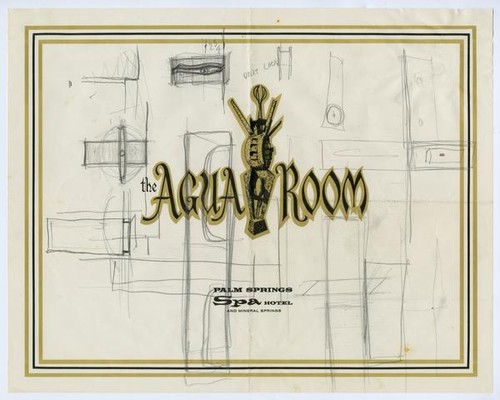 The Agua Room [place mat with pencil sketches]