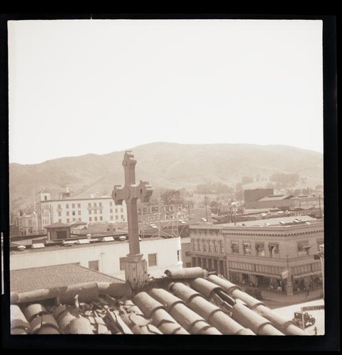 [View of downtown San Luis Obispo from roof of Mission San Luis Obispo]