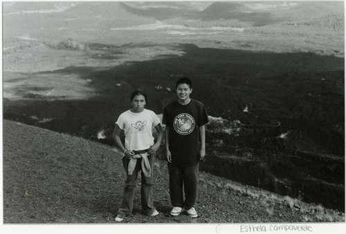 [Junior and Martha on the rim of the Paricutin volcano]