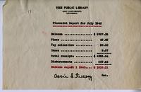 Free Public Library financial report for July 1940