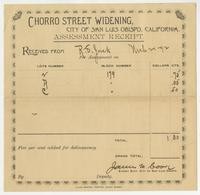 [Chorro Street Widening Assessment Receipt]