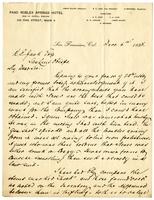 Correspondence to R.E. Jack from James Gillion - Paso Robles Springs Hotel