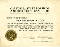 California State Board of Architecture Examiners License - RENAME AND REPLACE OBJs, THEY HAVE THE WRONG SERIES (should be 2-a)