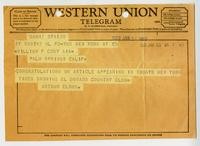 Telegram from Arthur Elrod to William F. Cody, January 26, 1960