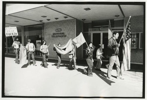 People marching with flags