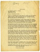 Correspondence from Frank Herron Smith to President Harry S. Truman, May 4, 1945