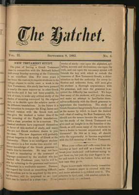 The Hatchet, September 8, 1886