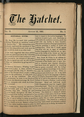 The Hatchet, August 25, 1886