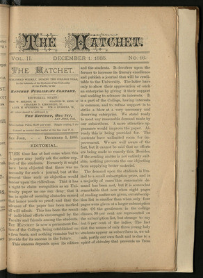 The Hatchet, December 1, 1885