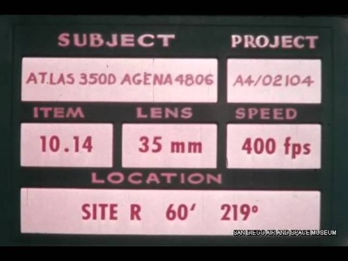 HACL Film 00583 Atlas Missile Atlas-Agena D LV-3 350D VAFB SLC-4W KH-7 Gambit 4008 5/19/64