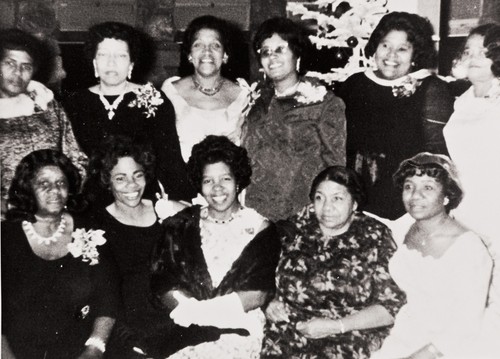 Ladies of San Luis Obispo Springfield Baptist Church at a Christmas party : 1970