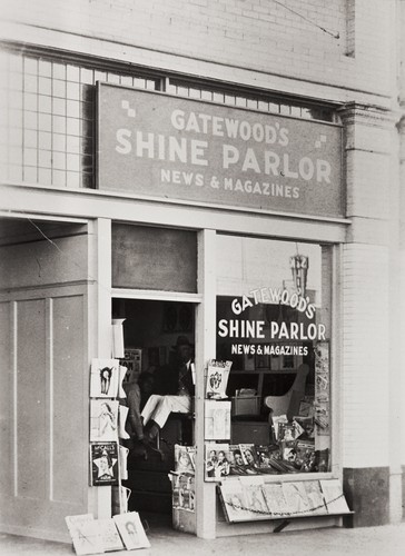 Louden Gatewood's Shine Parlor, 100 block of East Main Street, Santa Maria : 1936