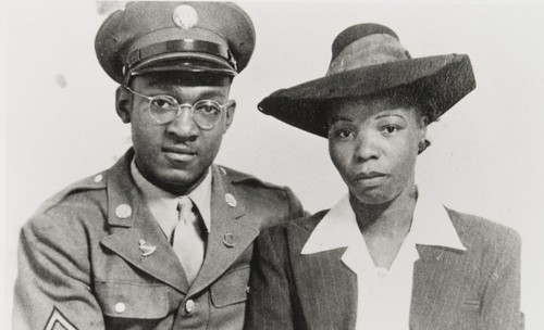 Estella and Luther Bines. Luther arrived in California in April 1942 - in the U.S. Army's coastal artillery. He was assigned to the town of Avila, now Avila Beach, for a few months. Estella left their home in Georgia to join him in September. They continued to make their home in San Luis Obispo. Luther is deceased - 1990