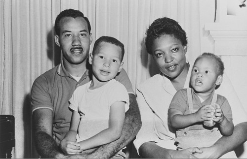 Clifton Tatum Family, Oxnard : February 1957 ; Clifton was superintendent at juvenile hall, Ventura, later renamed the Clifton Tatum Center. His wife, Frances, was the first black dietician in Ventura County. Son, Clifton, Jr. (on left), a parole officer of California Youth Authority, Camarillo. Son, Lucius G. Tatum (right) ran a video and film production company in Camarillo