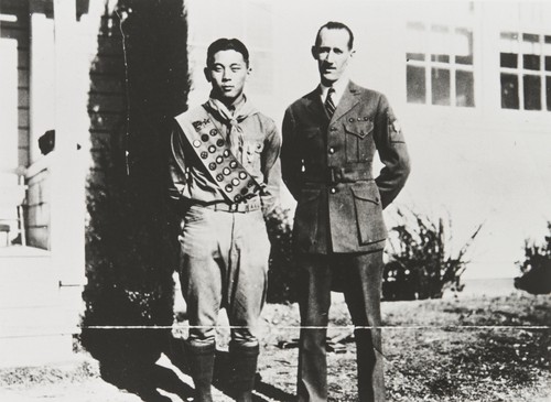 Paul Kurokawa, Eagle Scout with Scout Leader, Mr. Wilcox : 1931