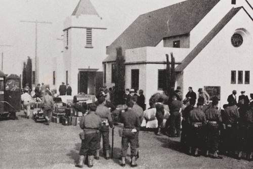 Evacuation of the Santa Maria Japanese to Tulare Assembly Center from the Christ United Methodist Church, 219 N. Mary Dr., Santa Maria : April 30, 1942